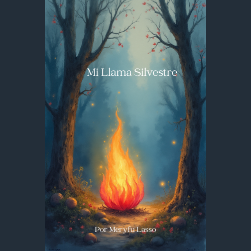 Portada de Mi Llama Silvestre. Un fuego silvestre ardiendo en el bosque.